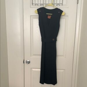 Tory Burch Black Sheath Midi Dress Sleeveless Scoop Neck